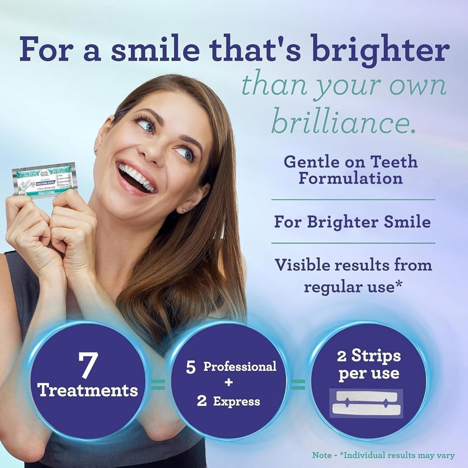 Gurunanda Teeth Whitening Strips with Coconut Oil-14 Enamel Safe Strips