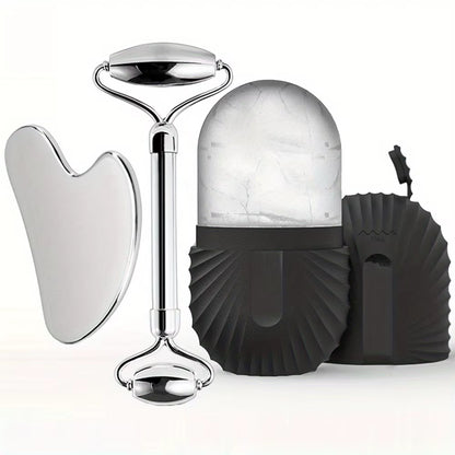 3In1 Stainless Steel Ice Face Roller & Gua Sha Facial Skincare Tool Kit Face Lifting Facial Treatment Reduce Acne Skin Care Tool